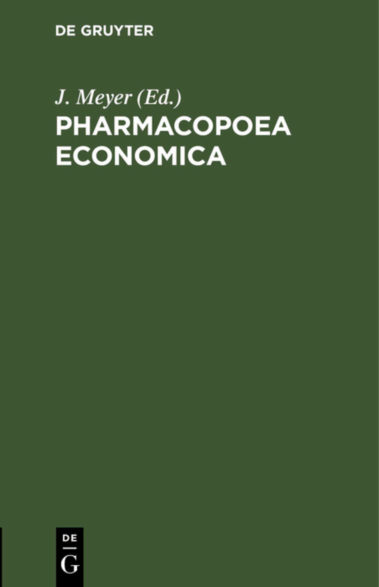 Cover image for Pharmacopoea economica ISBN 9783111263076