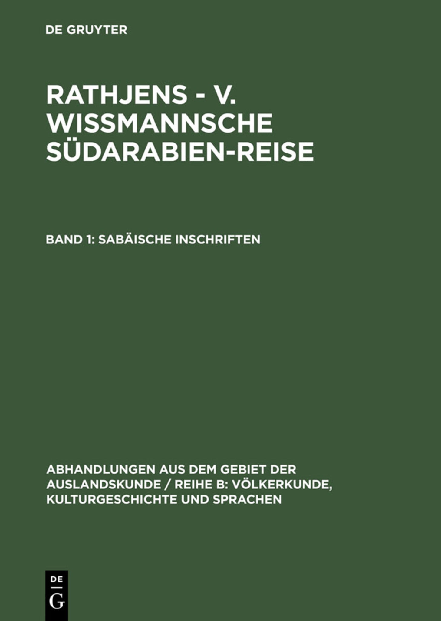 Cover image for Sabäische Inschriften ISBN 9783111277073