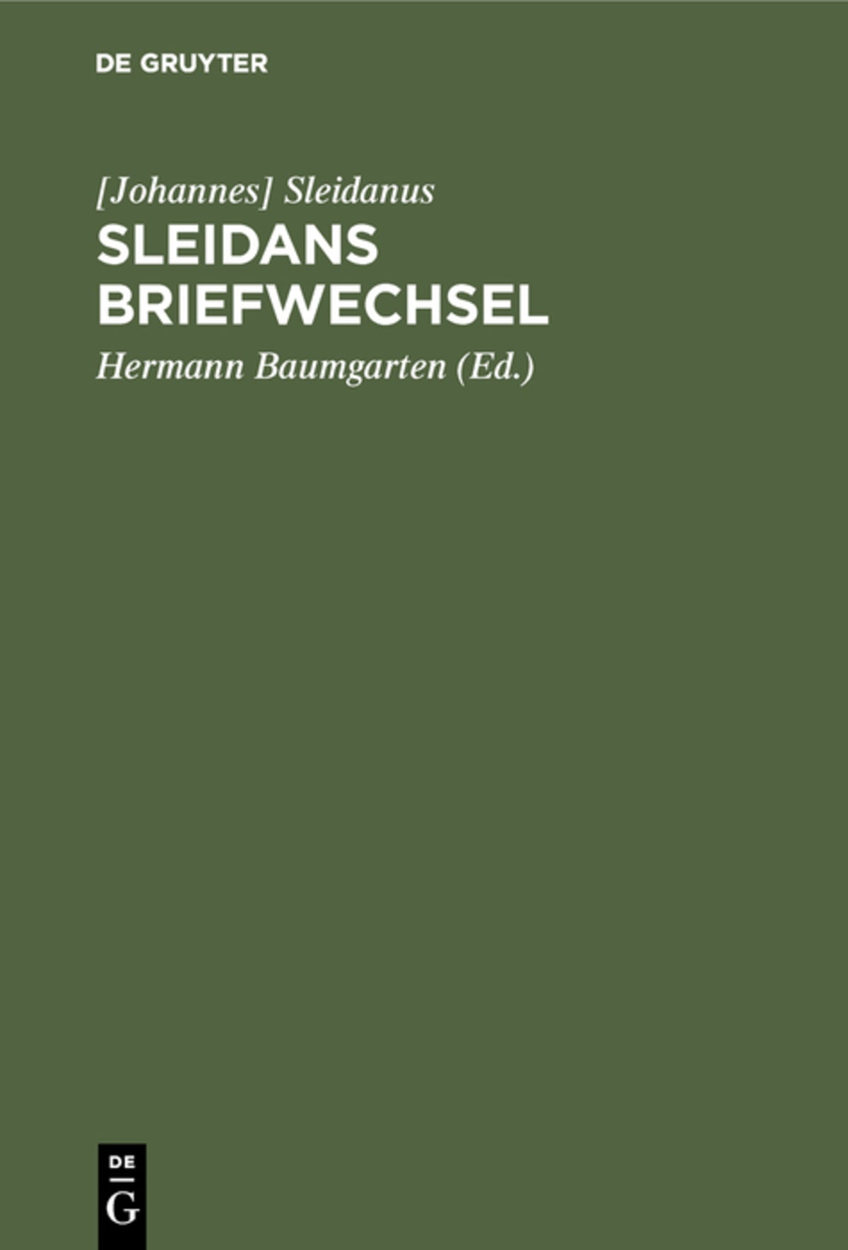 Cover image for Sleidans Briefwechsel ISBN 9783111288680