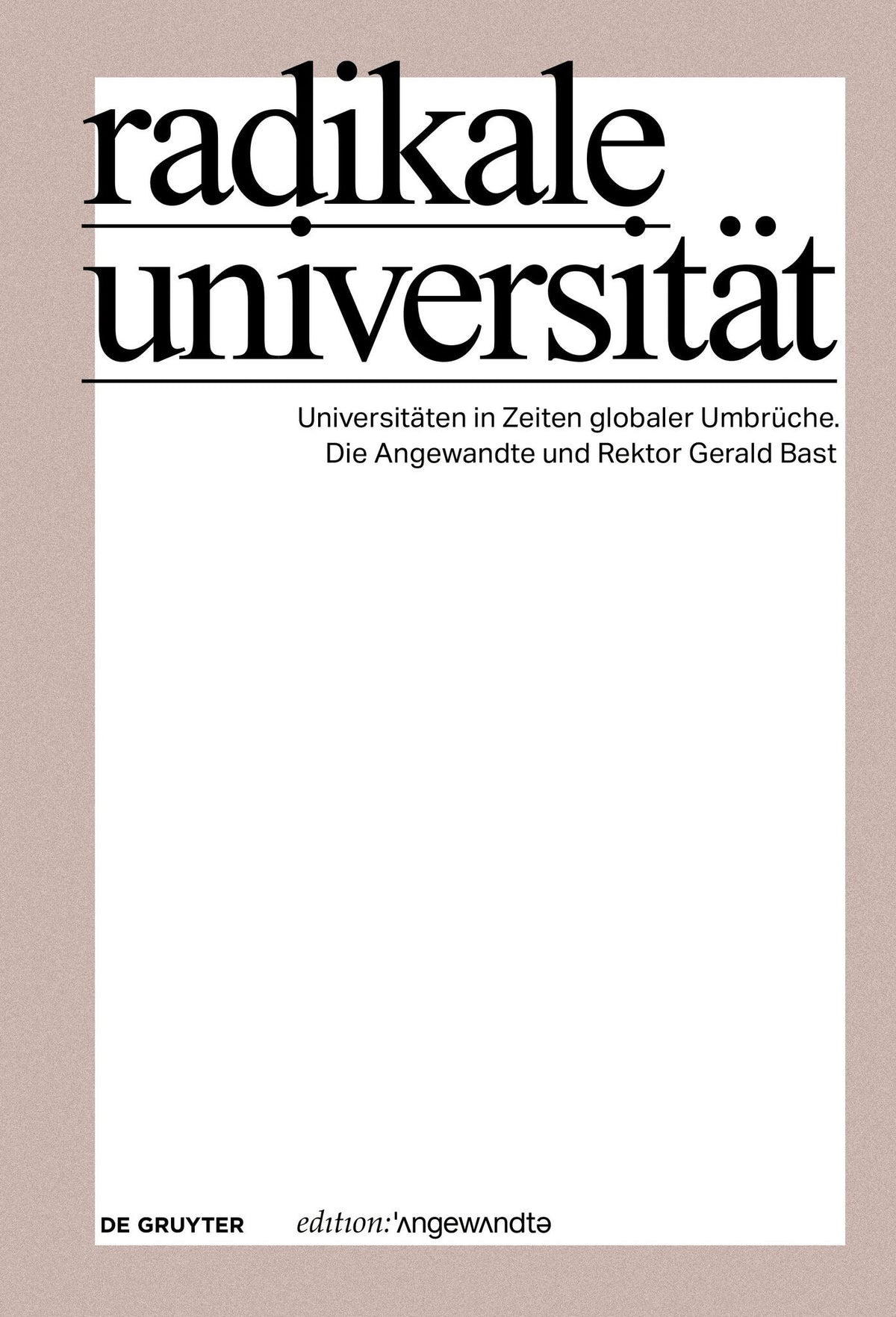 Cover image for Radikale Universität ISBN 9783111341569