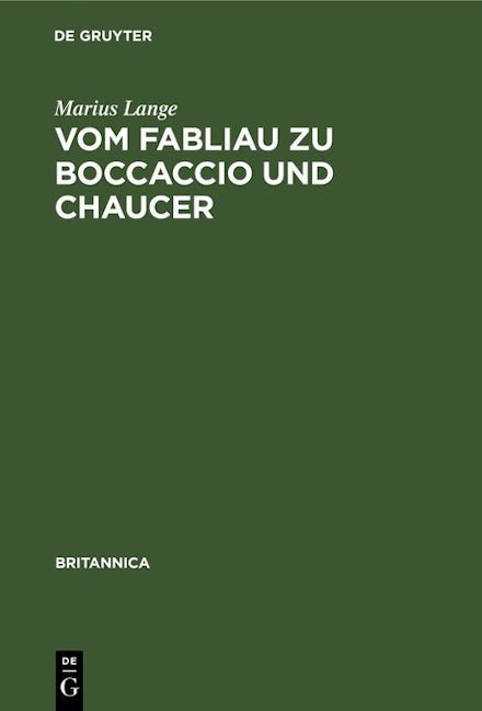Book cover image for Vom Fabliau zu Boccaccio und Chaucer ISBN: 9783112341315