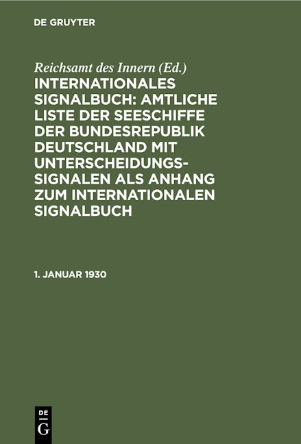 Book cover image for 1. Januar 1930 ISBN: 9783112345450
