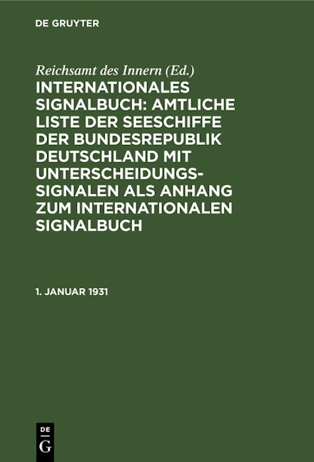 Book cover image for 1. Januar 1931 ISBN: 9783112345474