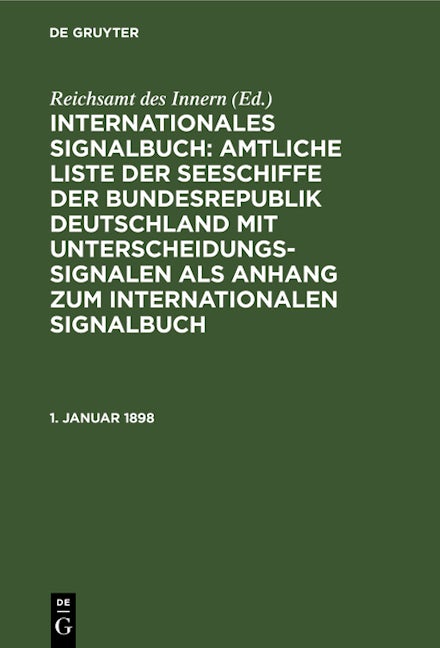 Book cover image for 1. Januar 1898 ISBN: 9783112390115