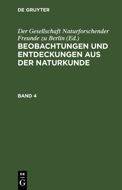 Book cover image for Beobachtungen und Entdeckungen aus der Naturkunde. Band 4 ISBN: 9783112429877