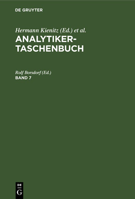 Book cover image for Analytiker-Taschenbuch. Band 7 ISBN: 9783112591819