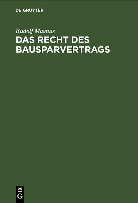 Book cover image for Das Recht des Bausparvertrags ISBN: 9783112605530
