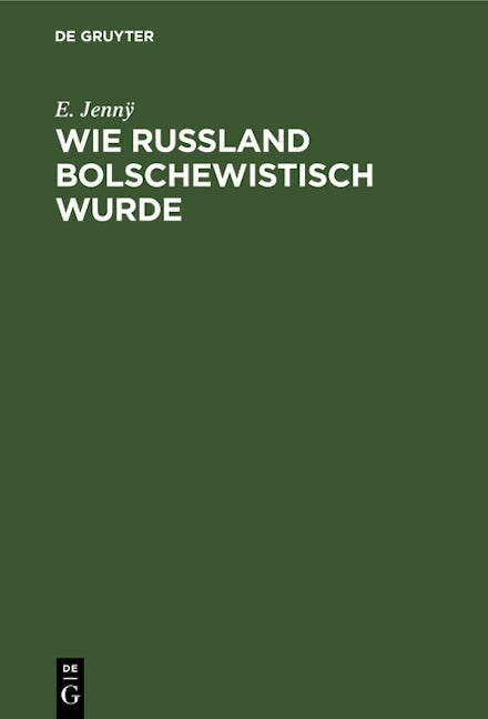 Book cover image for Wie Rußland bolschewistisch wurde ISBN: 9783112662779