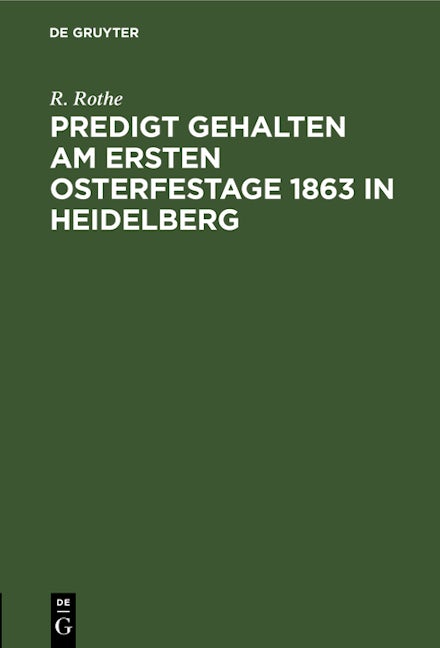 Book cover image for Predigt gehalten am ersten Osterfestage 1863 in Heidelberg ISBN: 9783112664759