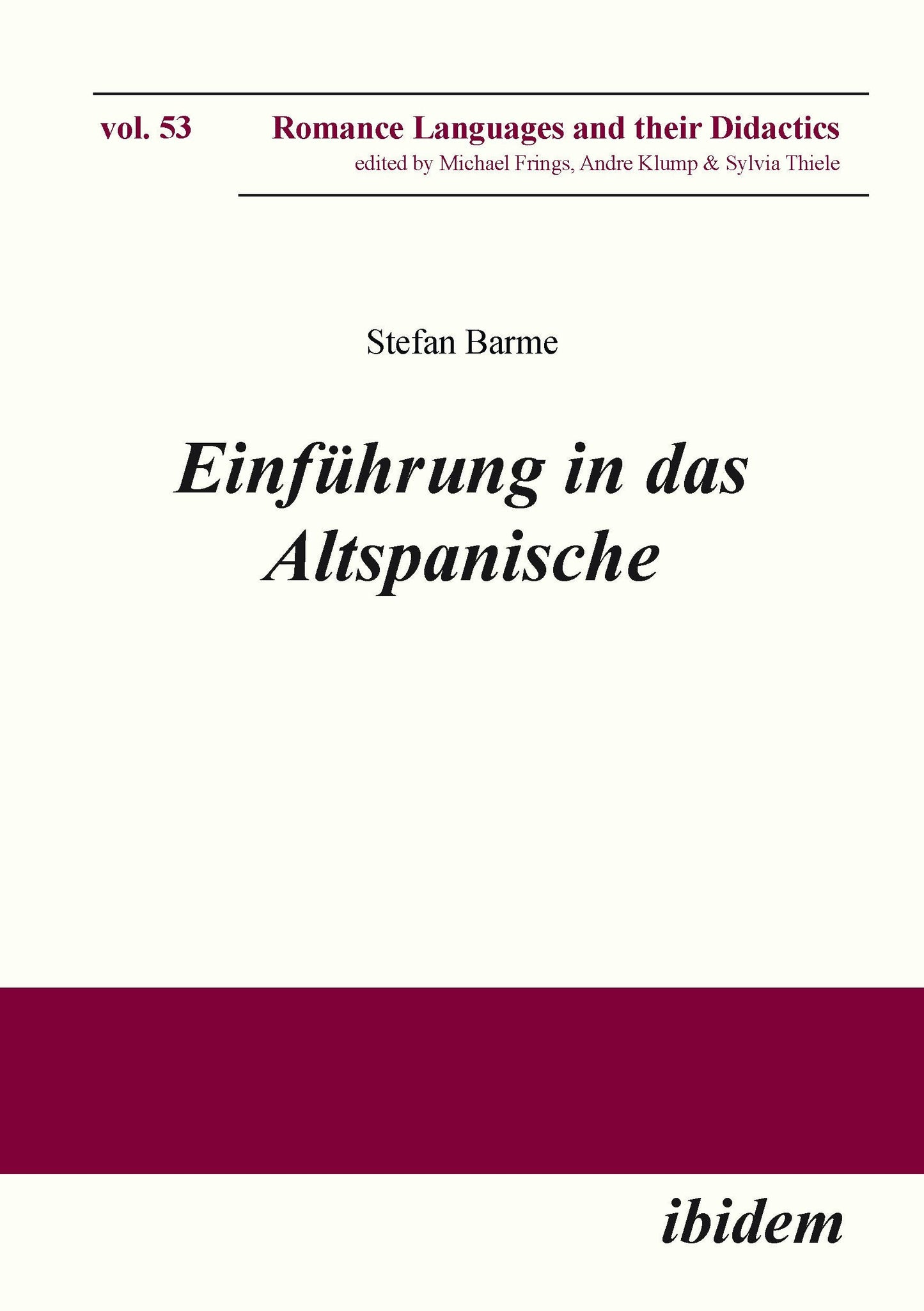 Book cover image for Einführung in das Altspanische ISBN: 9783838208039