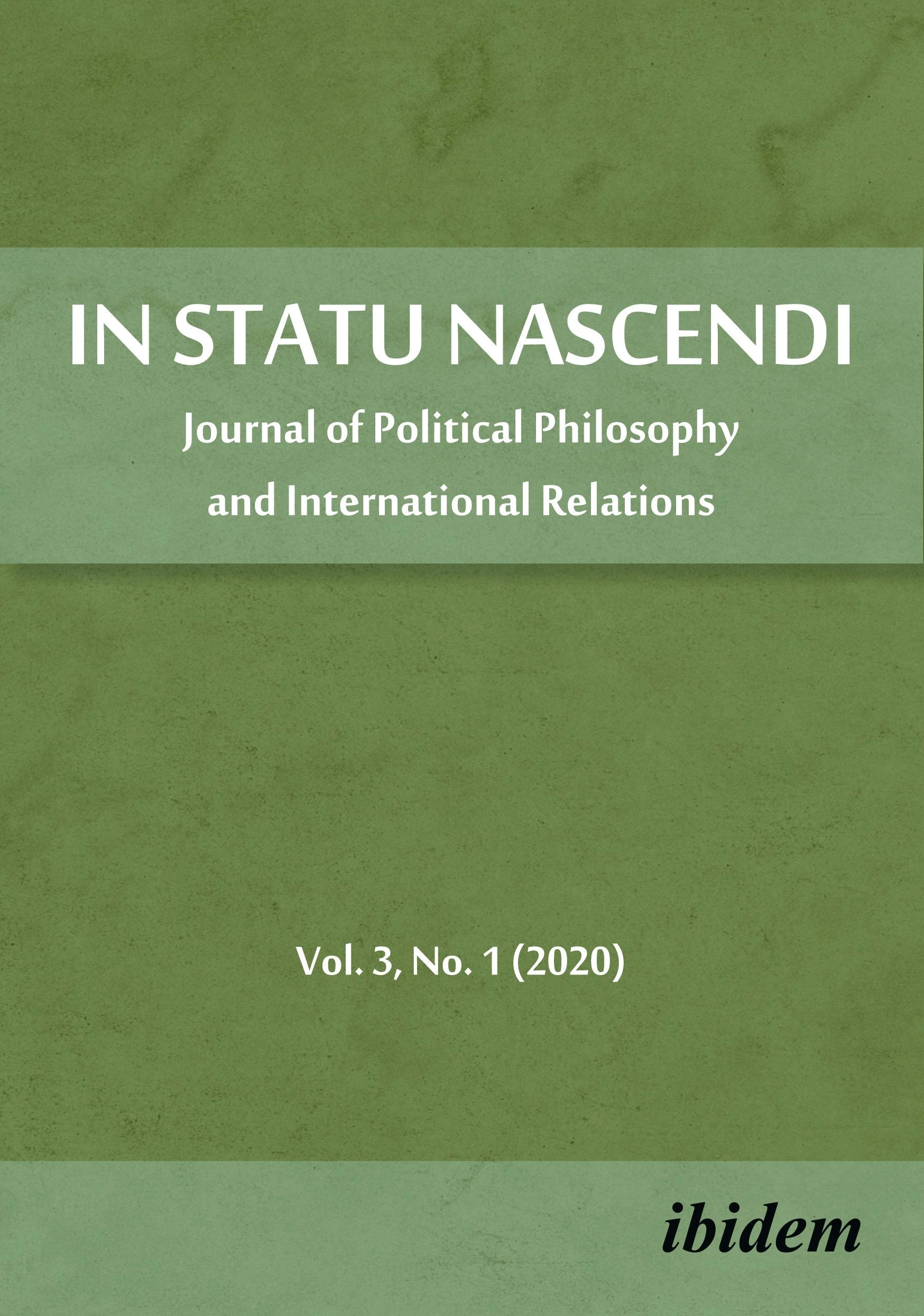 Book cover image for In Statu Nascendi Volume 3, No. 1 (2020) ISBN: 9783838214290