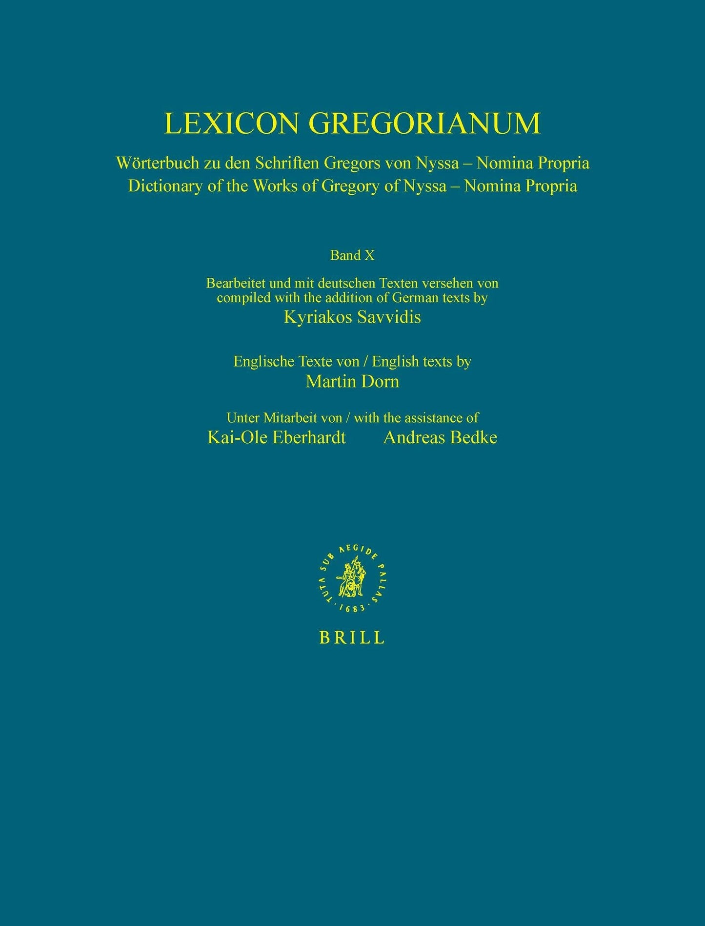 Book cover image for Lexicon Gregorianum, Volume 10 Band X - Nomina propria ISBN: 9789004167032