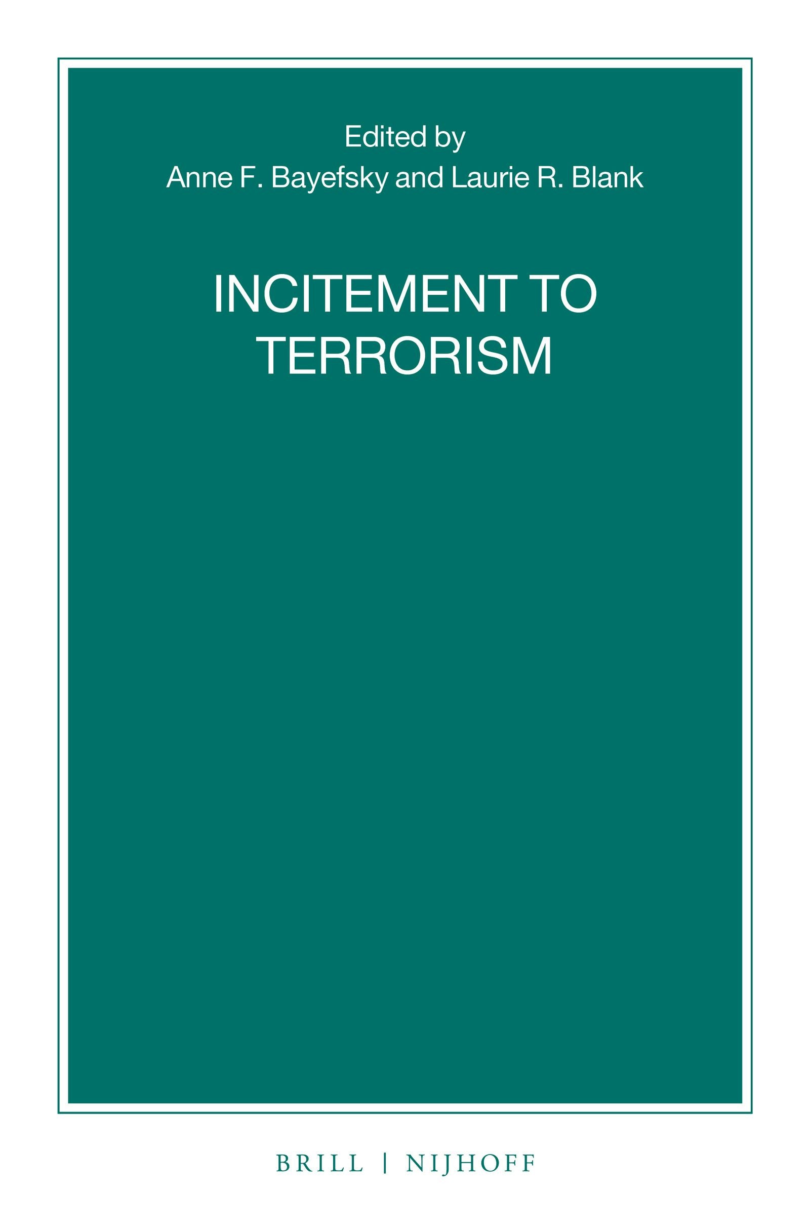 Book cover image for Incitement to Terrorism ISBN: 9789004359819