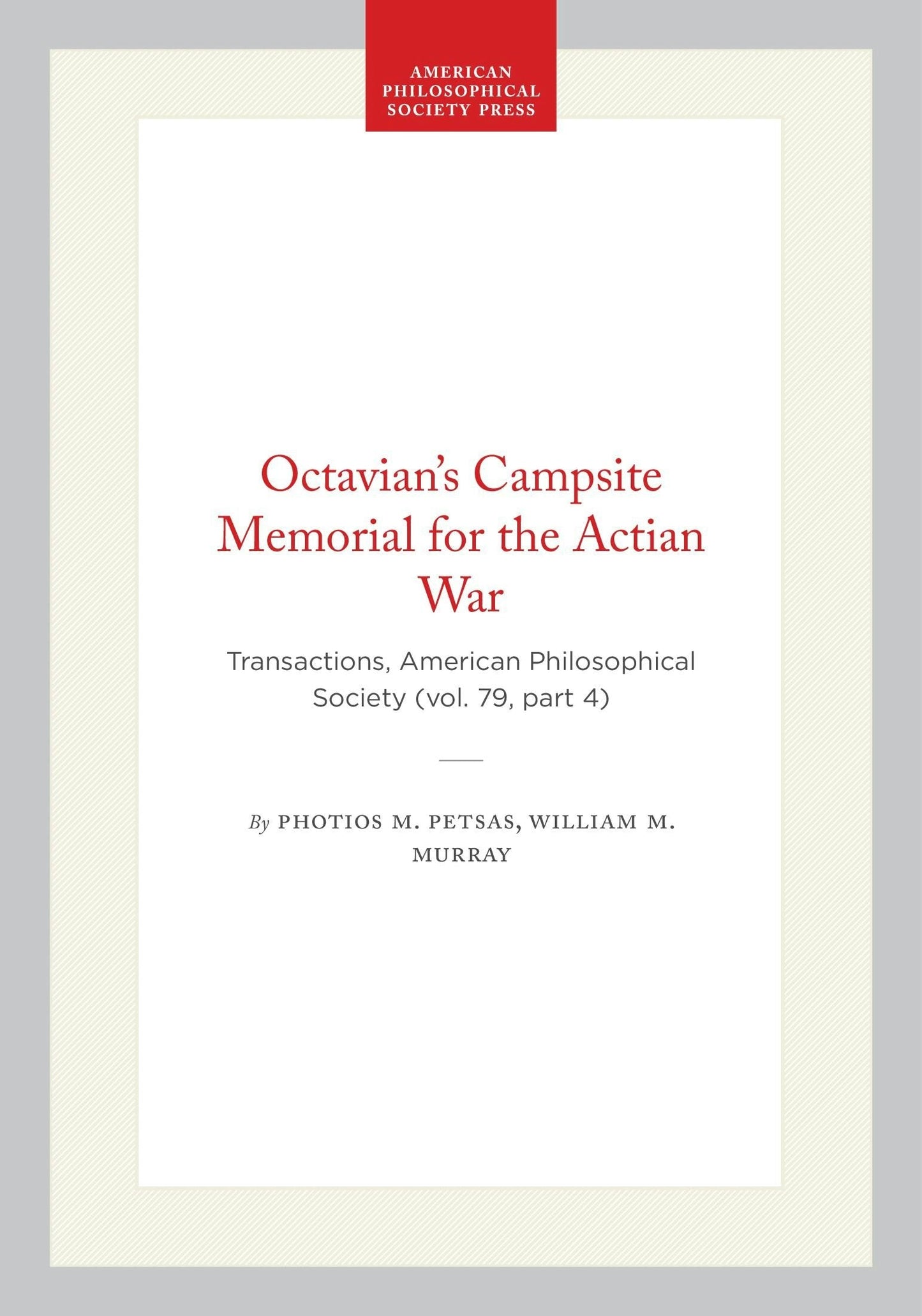 Book cover image for Octavian's Campsite Memorial for the Actian War ISBN: 9798893981469