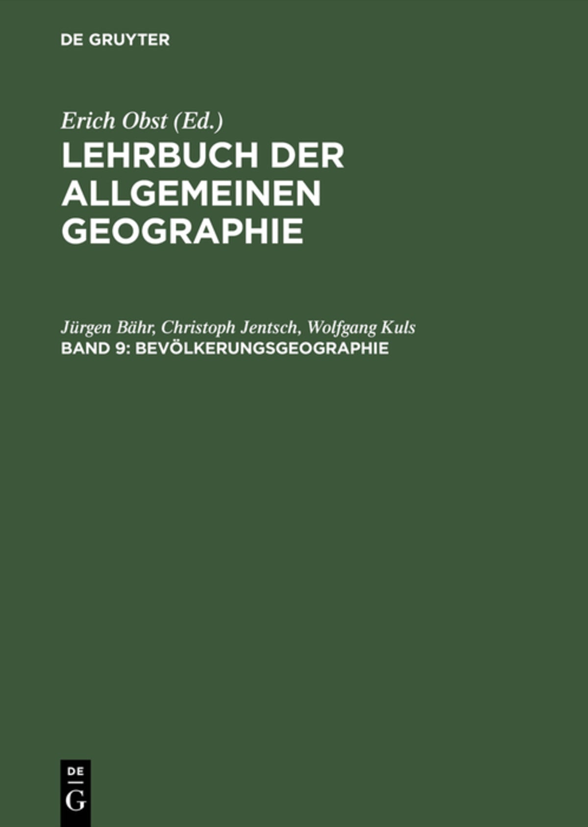 Cover image for Bevölkerungsgeographie ISBN 9783110088625