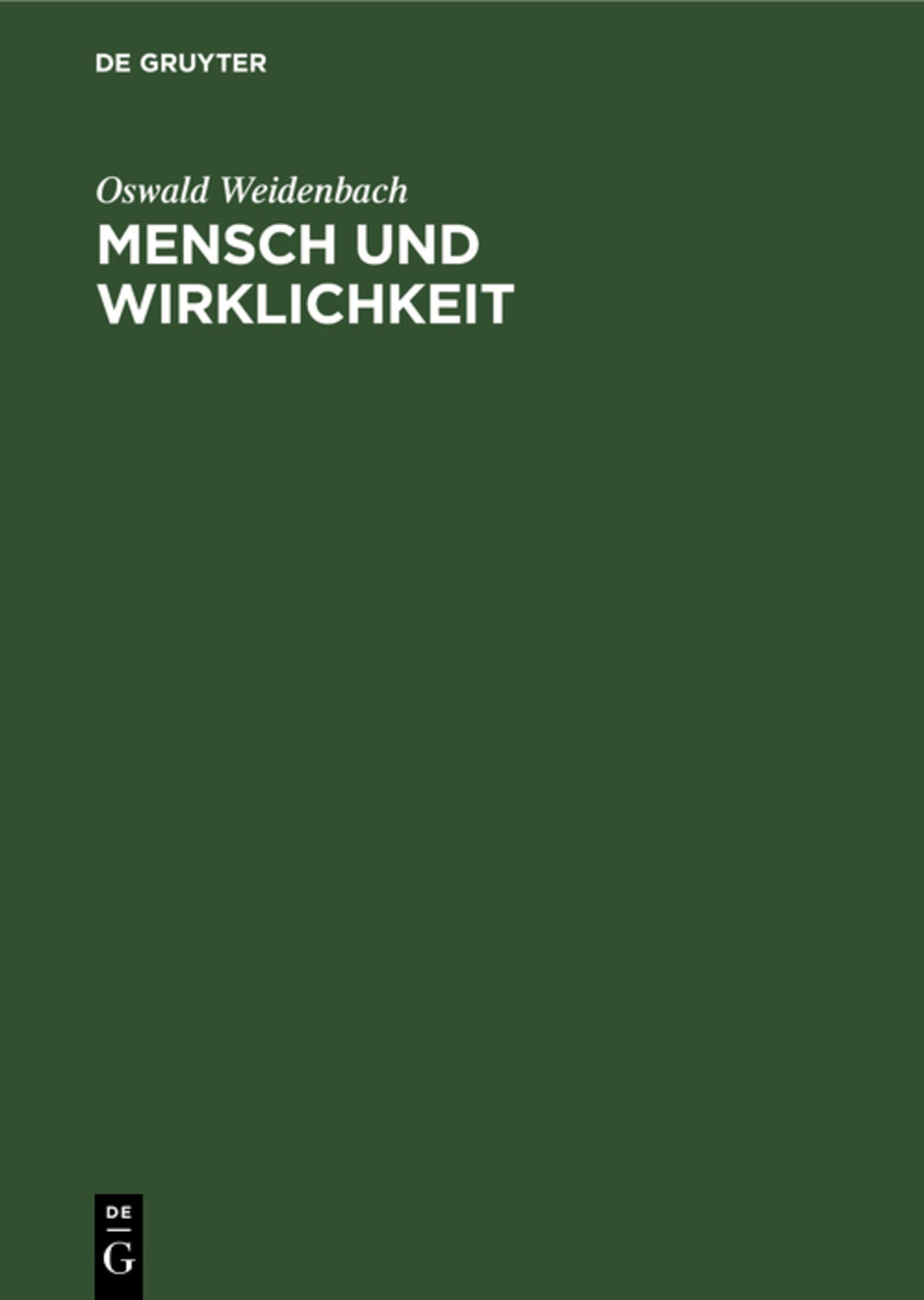 Cover image for Mensch und Wirklichkeit ISBN 9783111310121