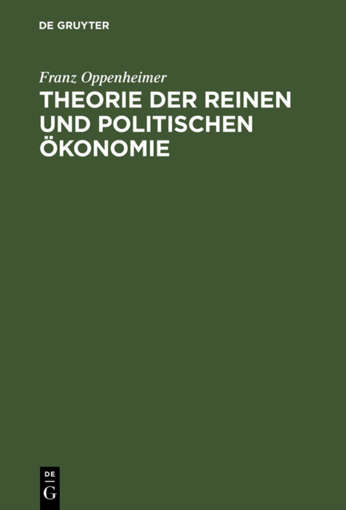 Cover image for Theorie der reinen und politischen Ökonomie ISBN 9783111261843
