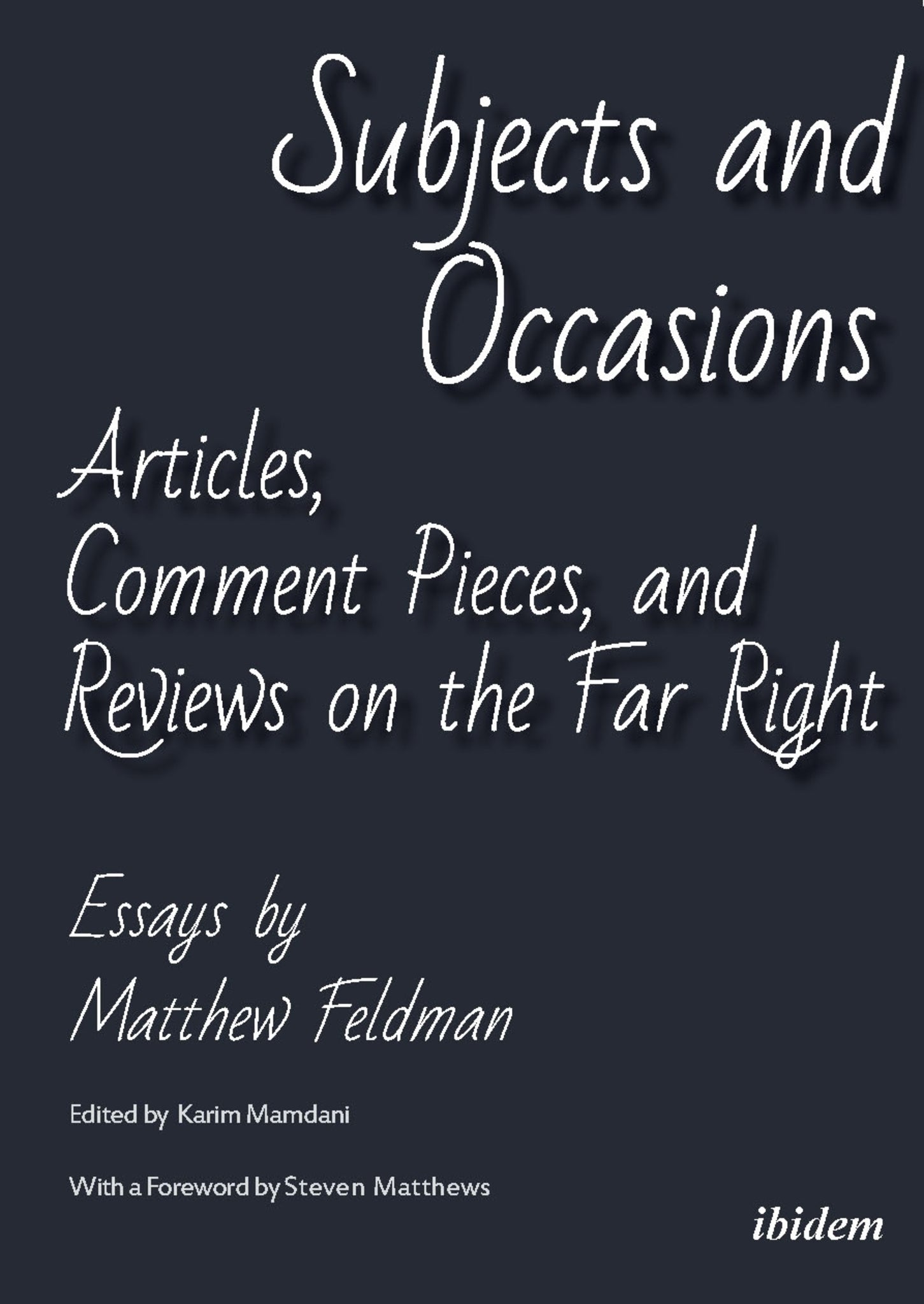 Cover image for Subjects and Occasions ISBN 9783838217536