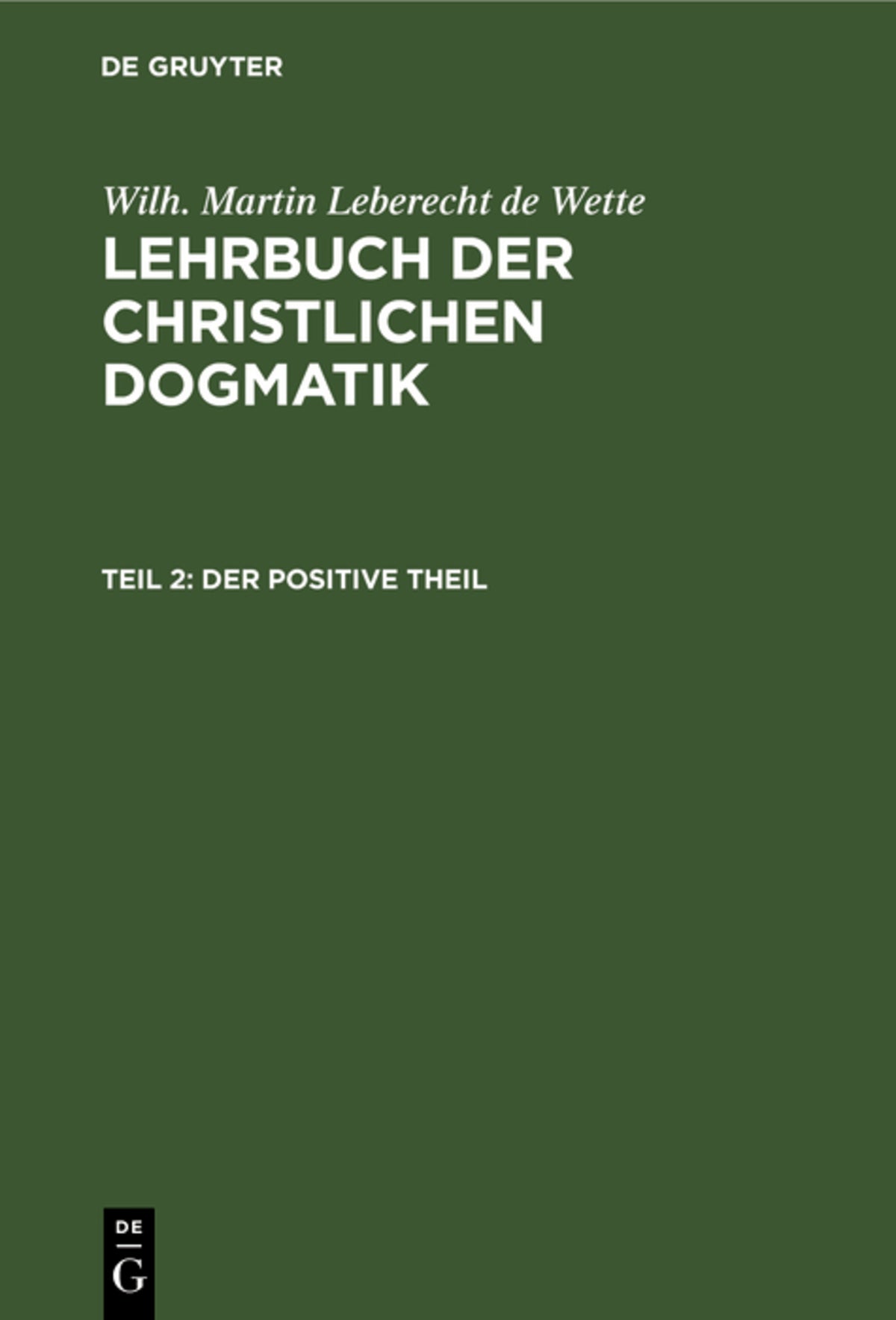 Cover image for Der positive Theil ISBN 9783111068398