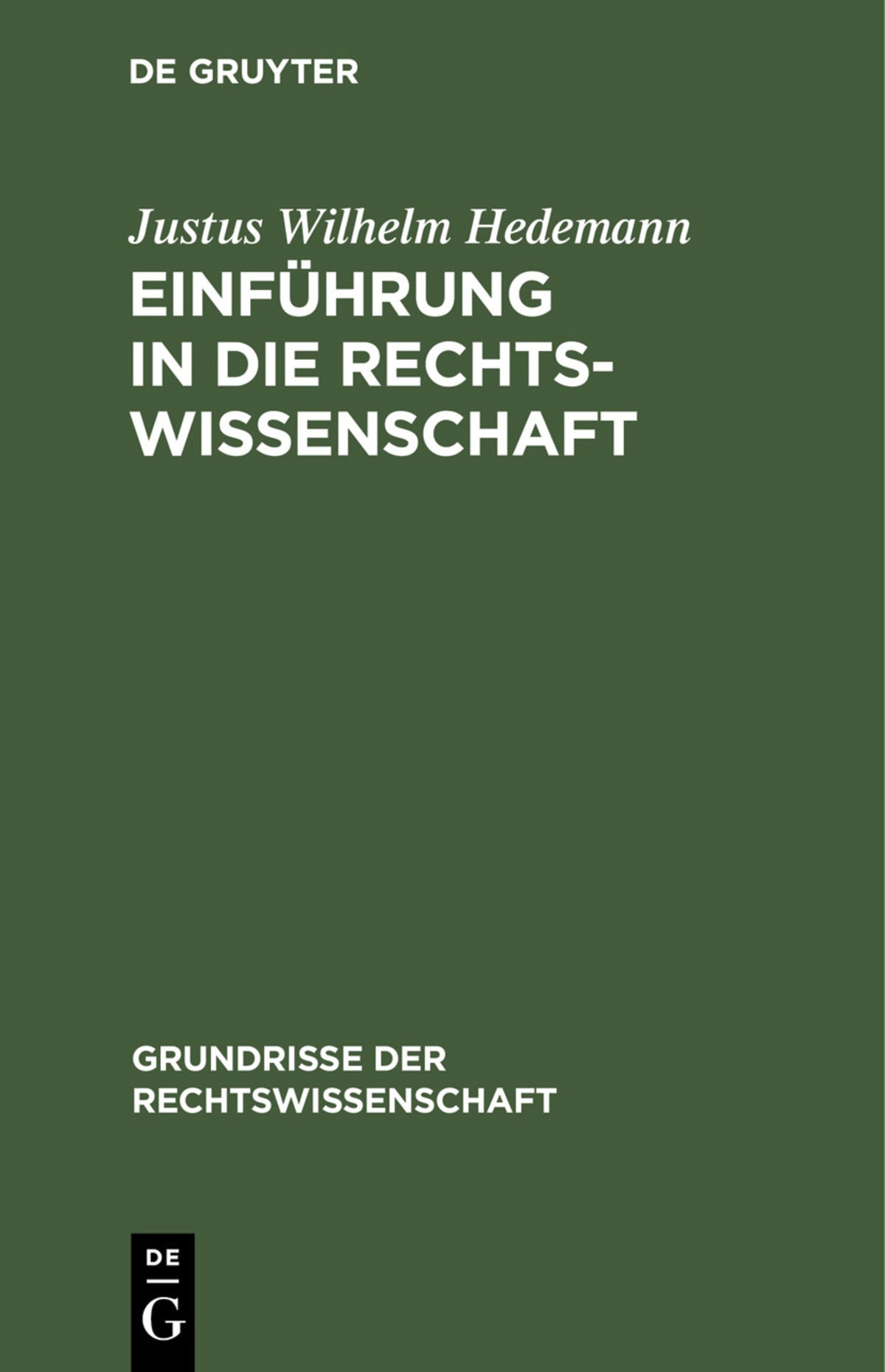 Cover image for Einführung in die Rechtswissenschaft ISBN 9783112447734