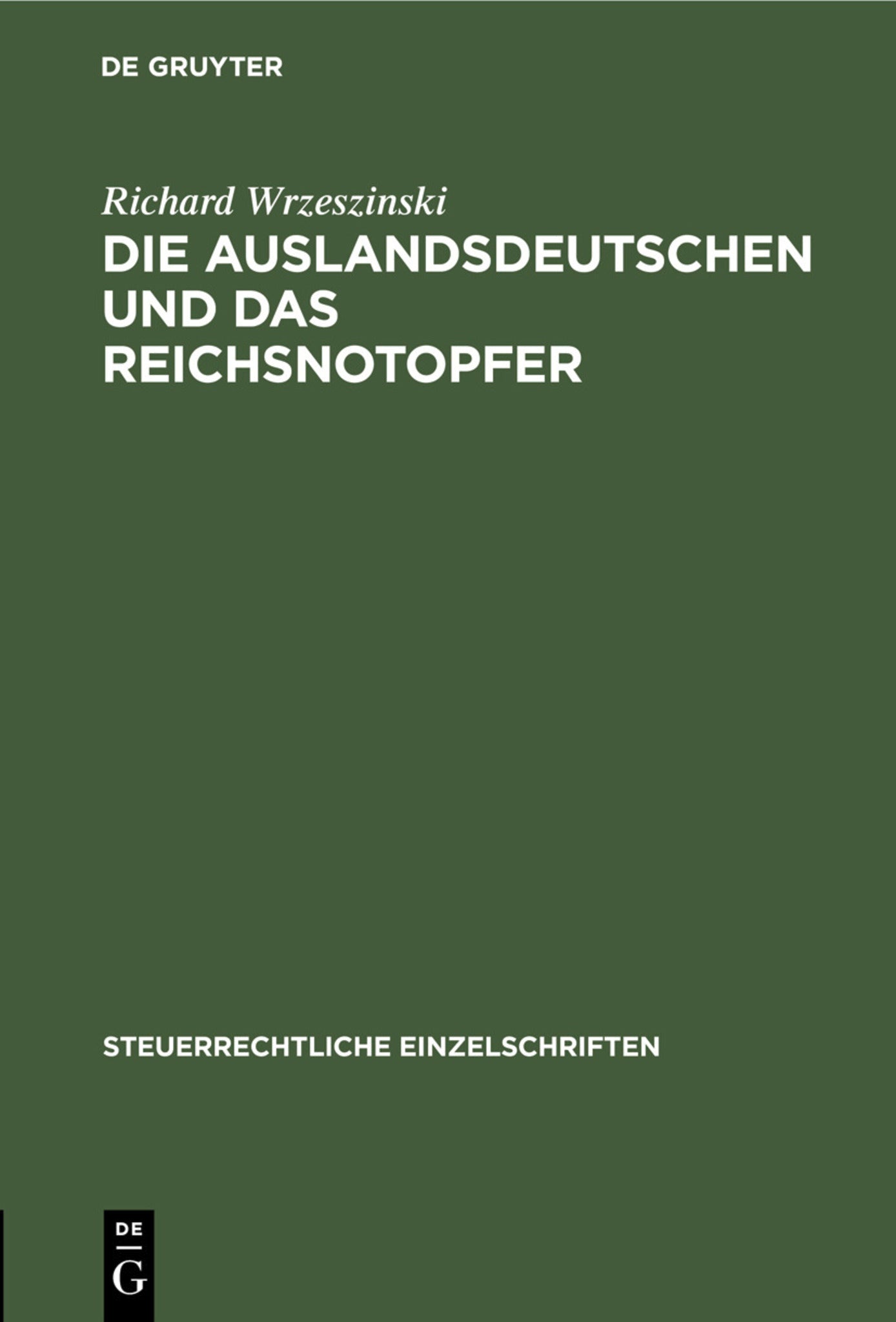 Die Auslandsdeutschen und das Reichsnotopfer