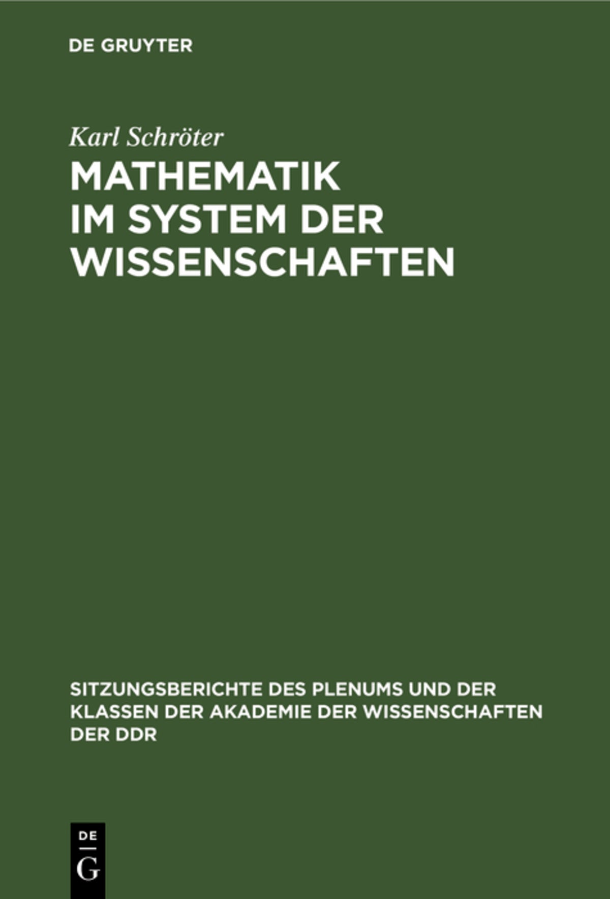 Cover image for Mathematik im System der Wissenschaften ISBN 9783112584798