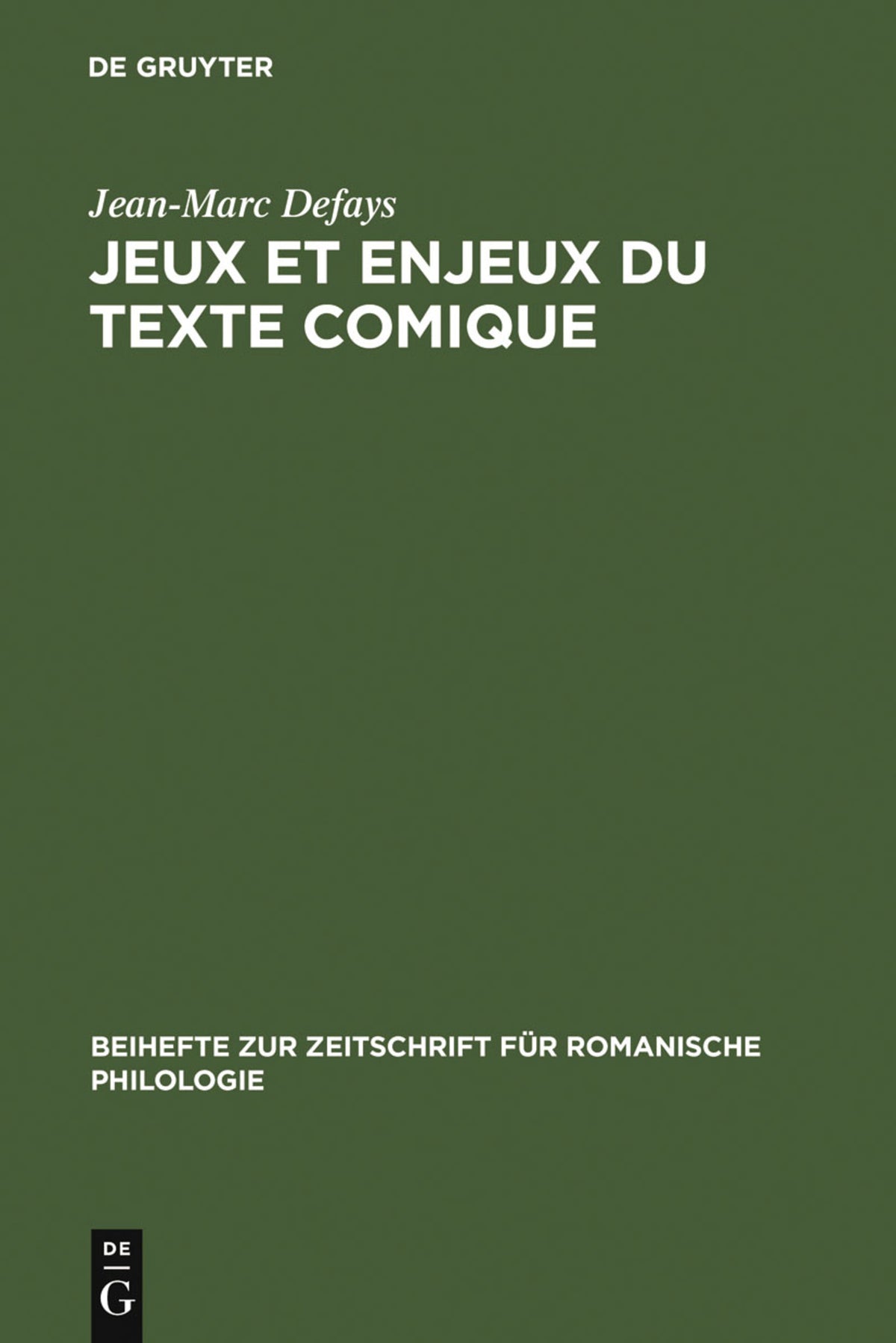 Cover image for Jeux et enjeux du texte comique ISBN 9783484522435