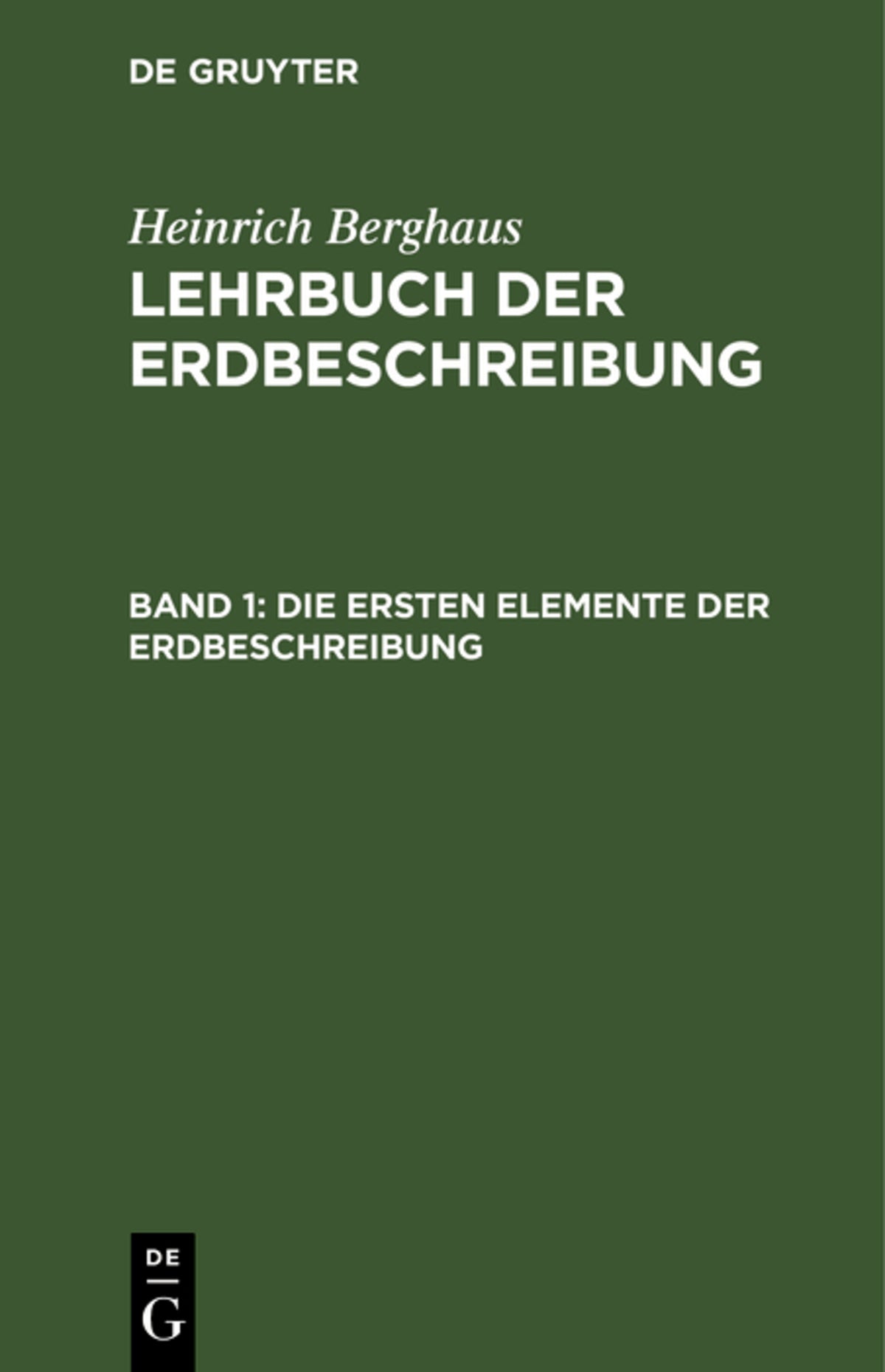 Cover image for Die ersten Elemente der Erdbeschreibung ISBN 9783111276243