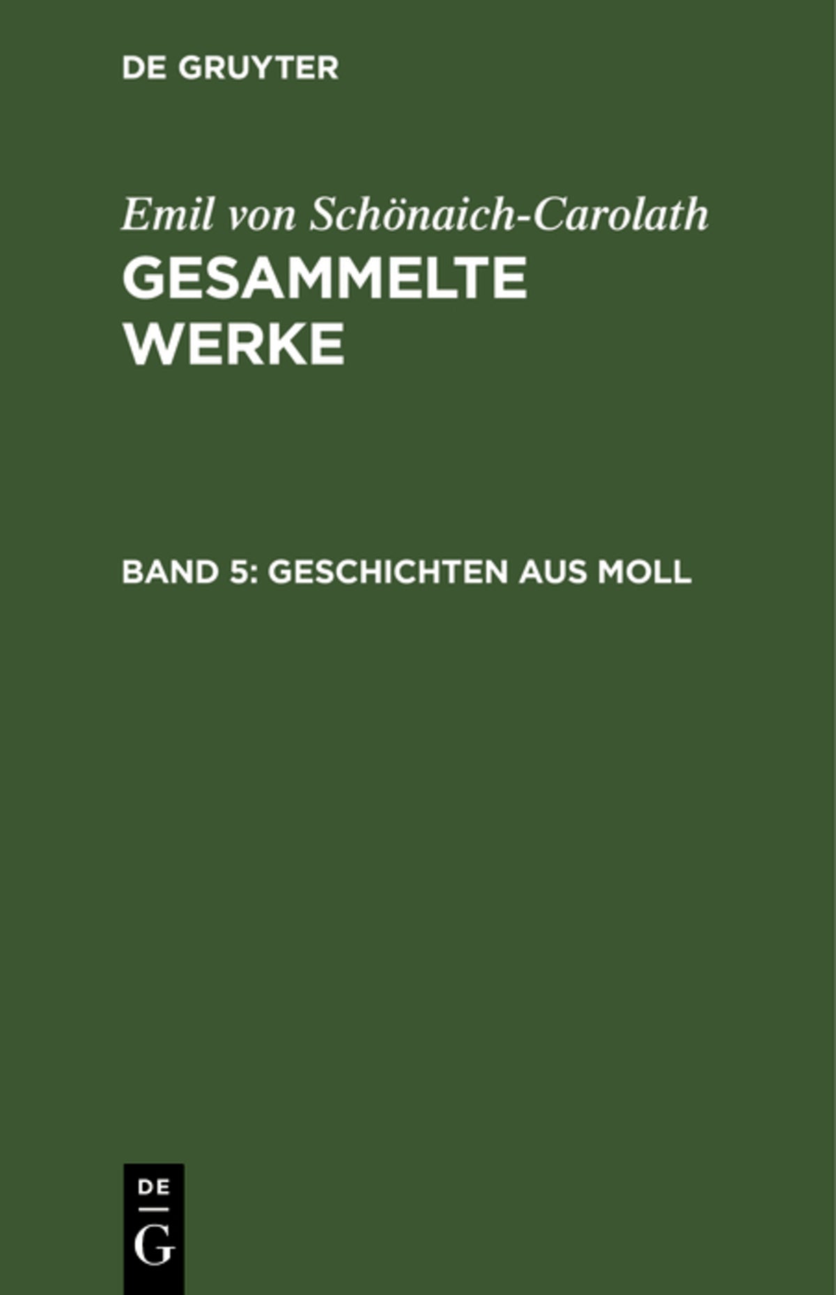 Cover image for Geschichten aus Moll ISBN 9783111079738