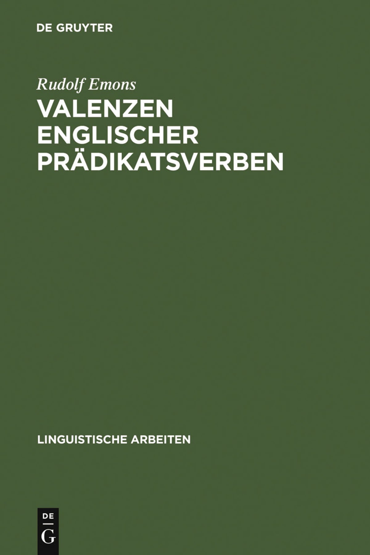 Cover image for Valenzen englischer Prädikatsverben ISBN 9783484102149