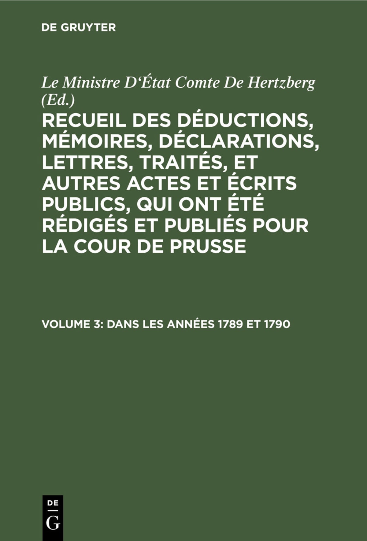 Cover image for Dans les années 1789 et 1790 ISBN 9783112451458