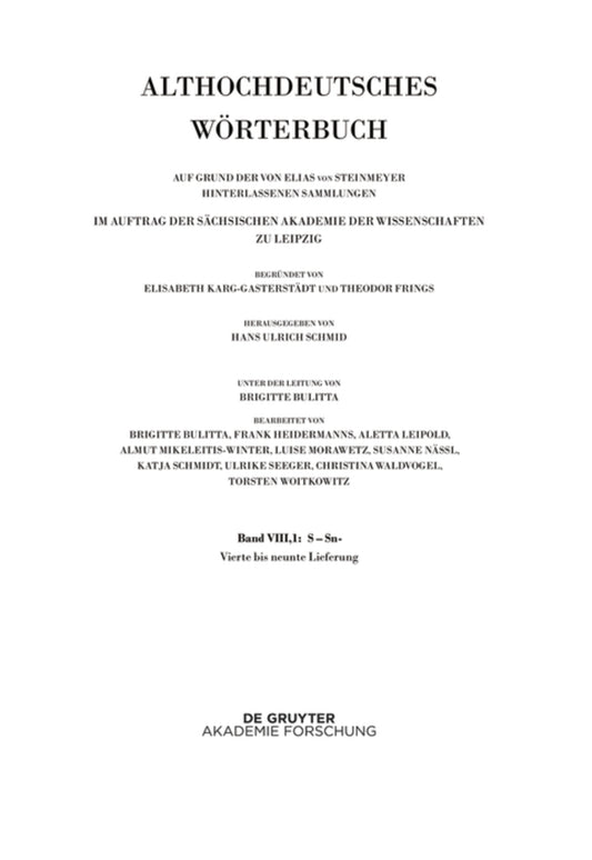 Band VIII,1: S–Sn. 4.-9. Lieferung
