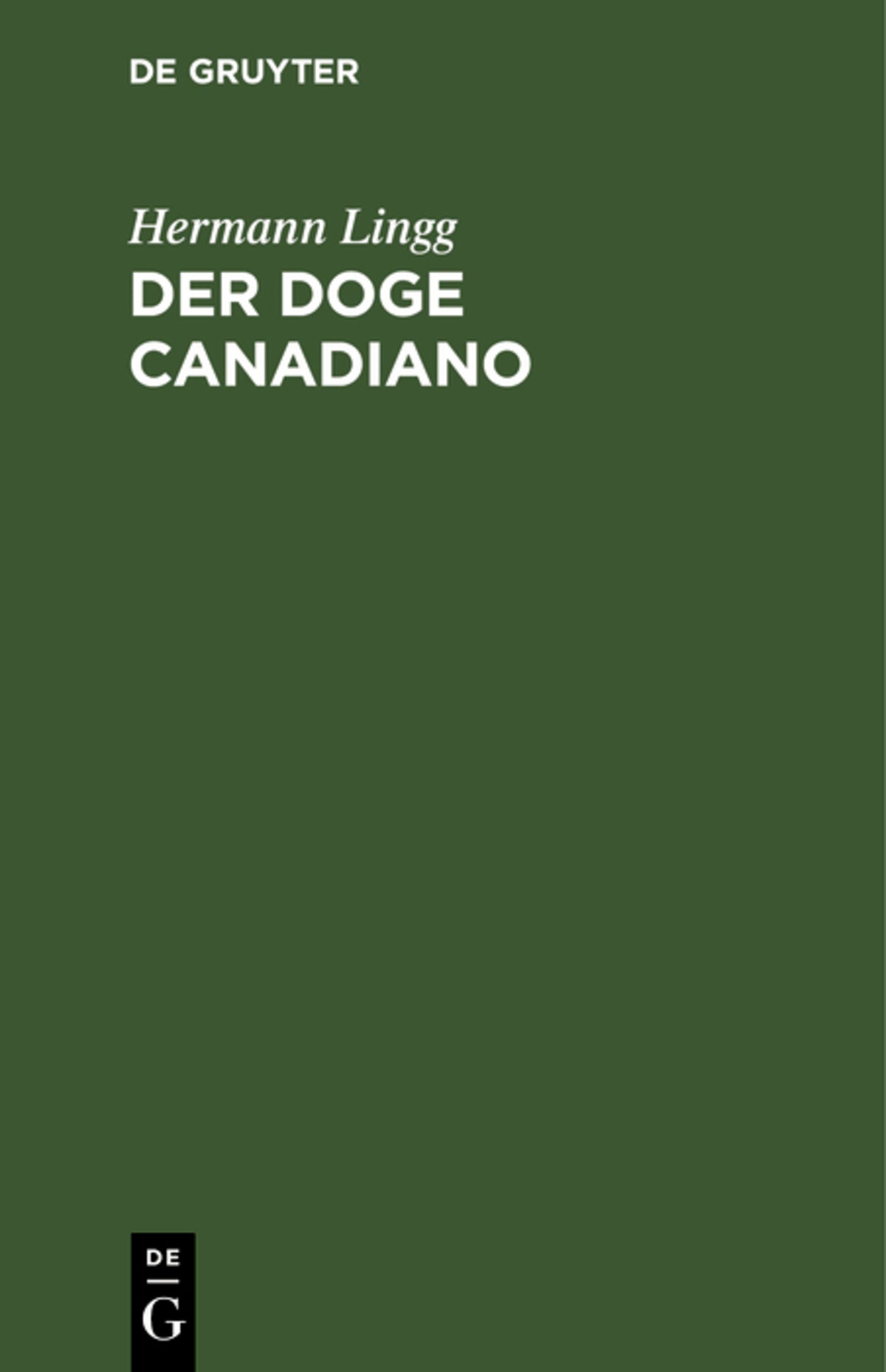 Cover image for Der Doge Canadiano ISBN 9783112678398