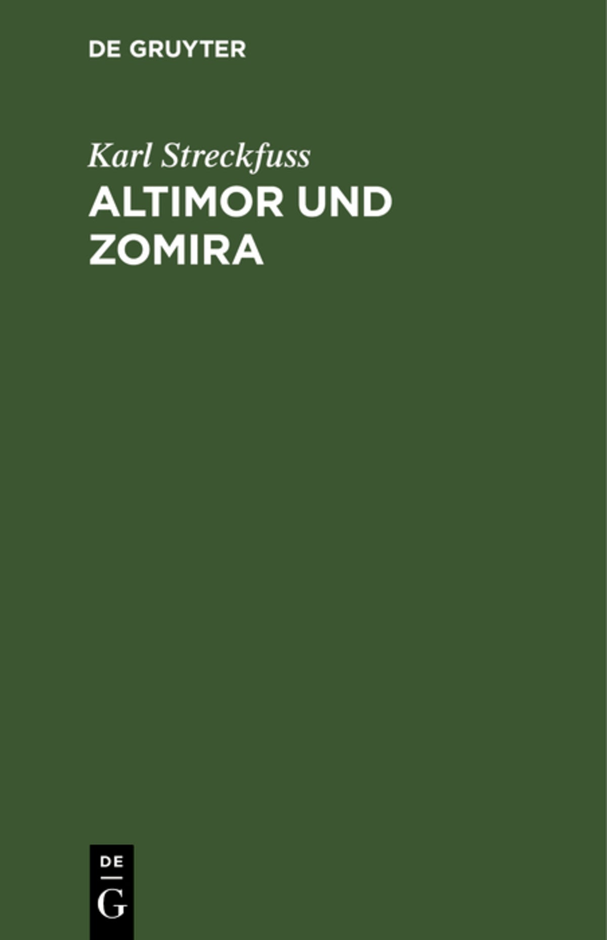 Cover image for Altimor und Zomira ISBN 9783111117089