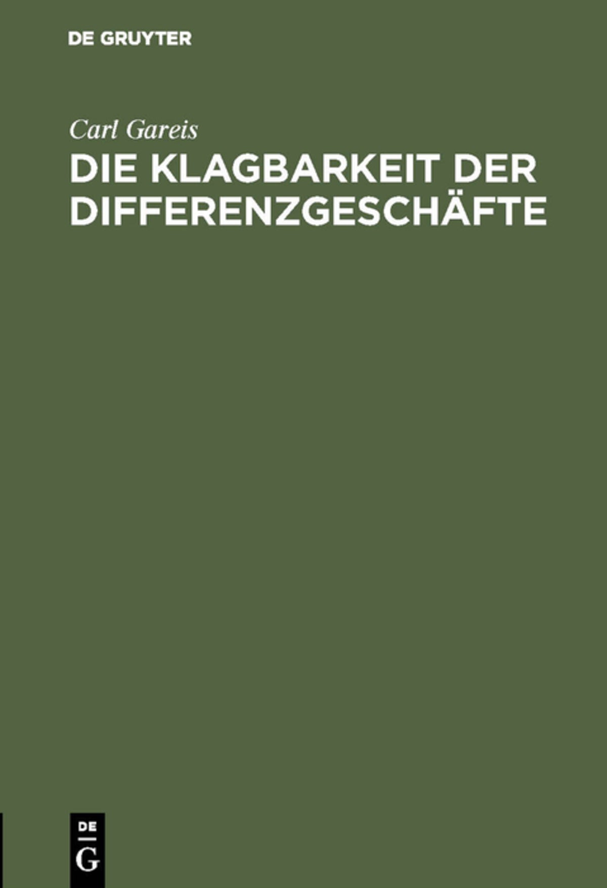 Die Klagbarkeit der Differenzgeschäfte