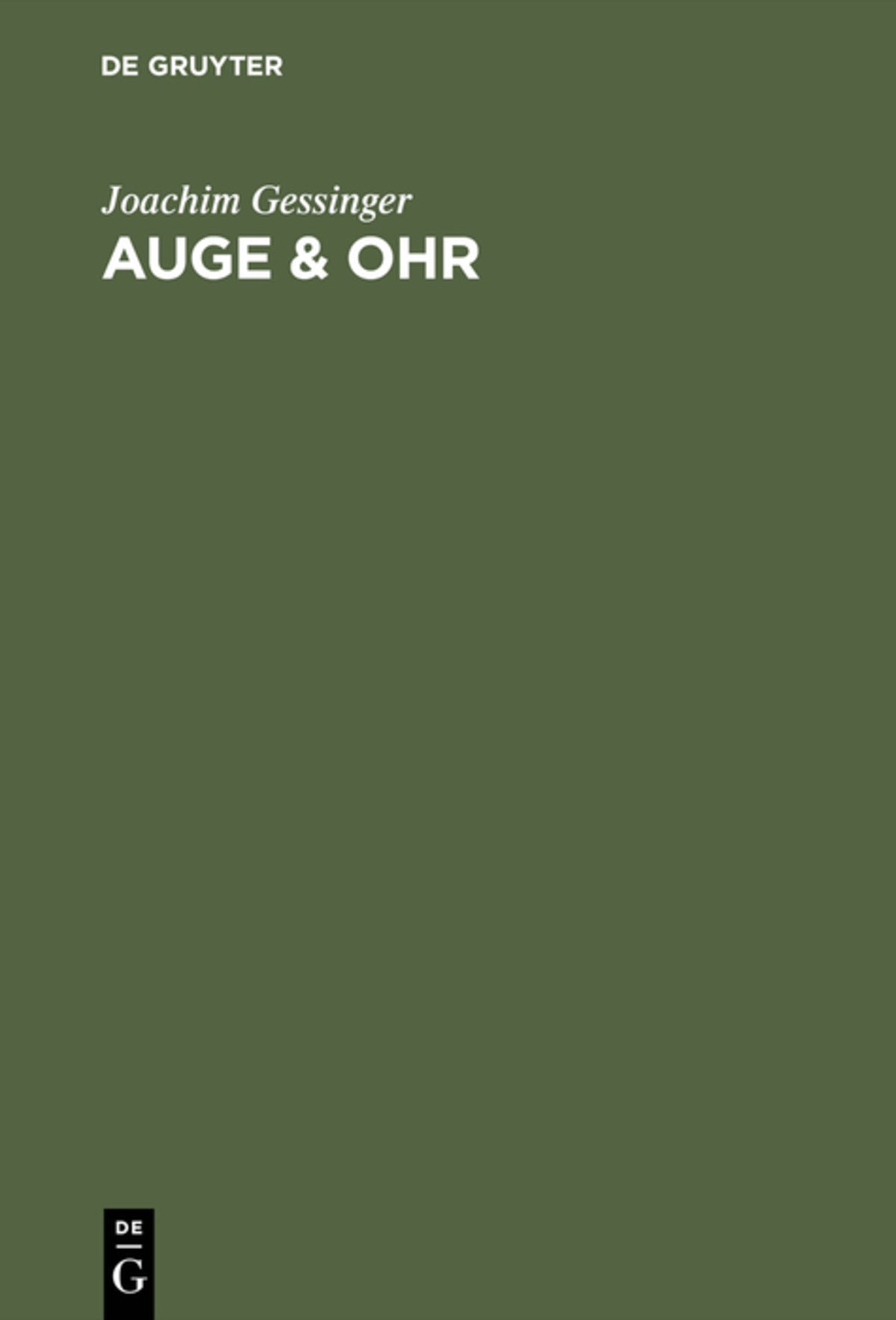 Cover image for Auge & Ohr ISBN 9783110136333