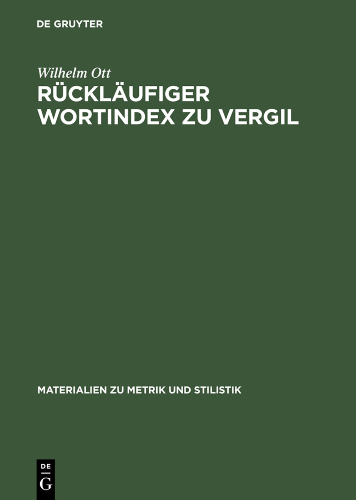 Cover image for Rückläufiger Wortindex zu Vergil ISBN 9783484600393