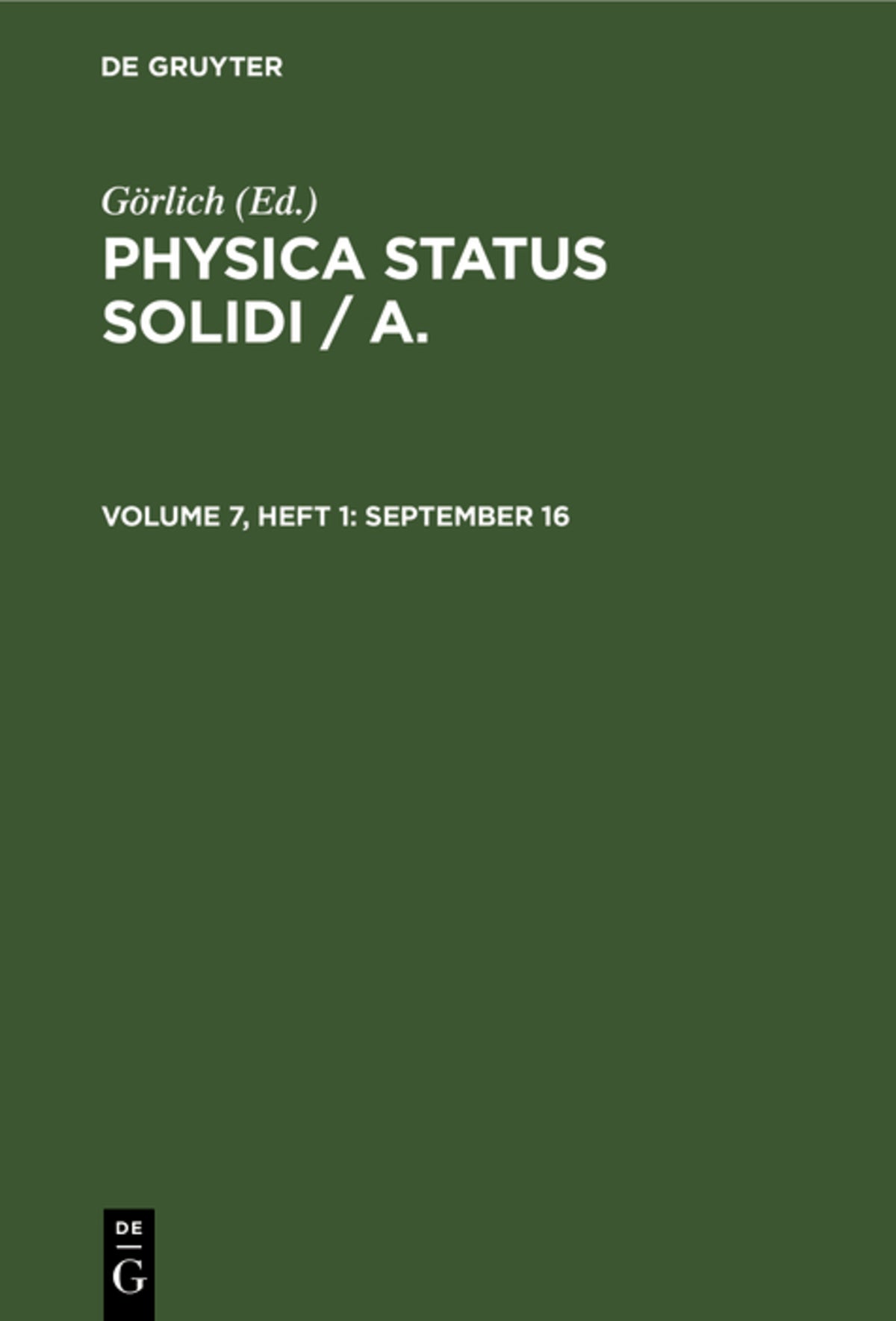 Cover image for September 16 ISBN 9783112496619