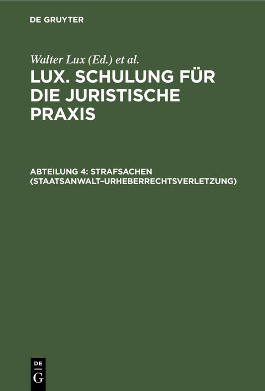 Strafsachen (Staatsanwalt–Urheberrechtsverletzung)