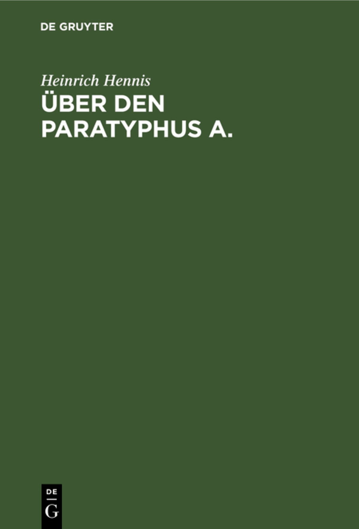 Cover image for Über den Paratyphus A. ISBN 9783112670897