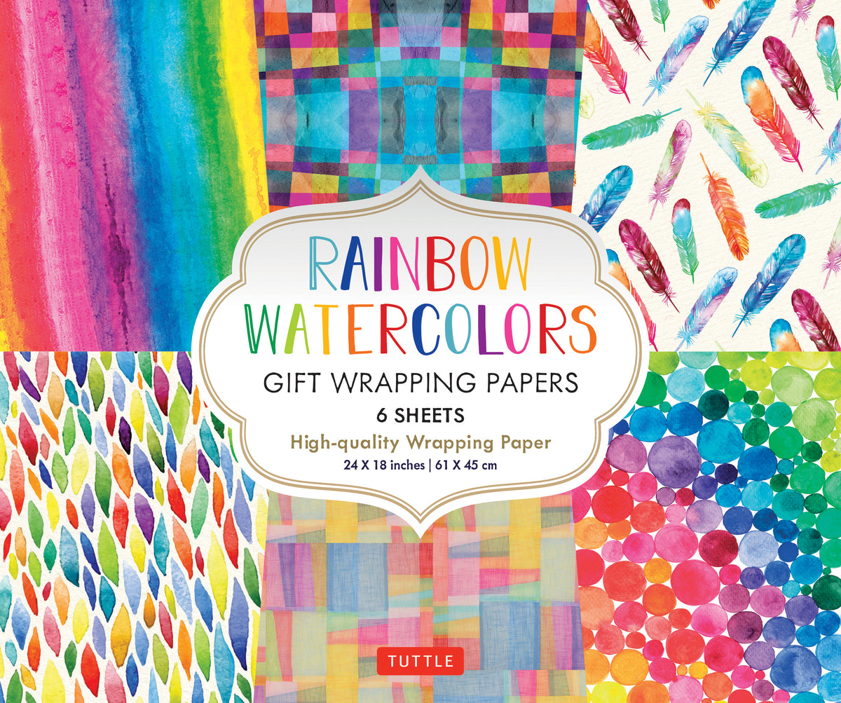 Rainbow Watercolors Gift Wrapping Papers - 6 sheets