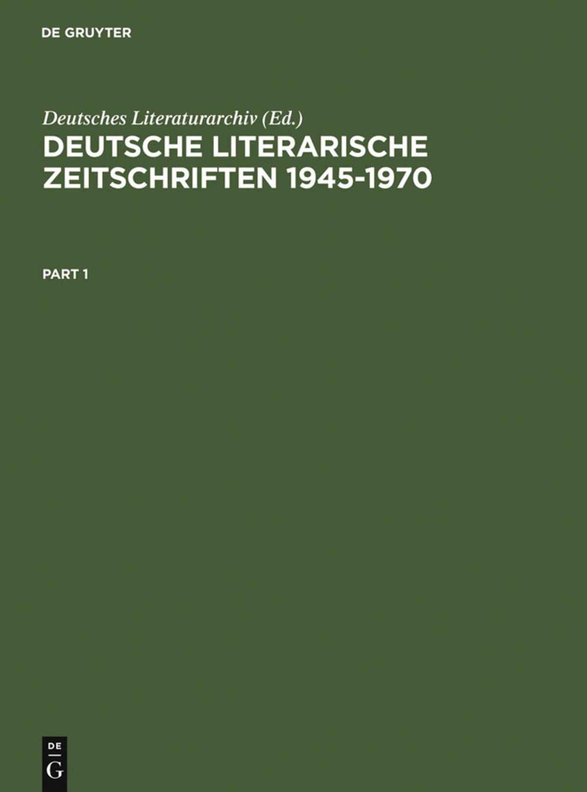 Cover image for Deutsche literarische Zeitschriften 1945-1970 ISBN 9783598220005