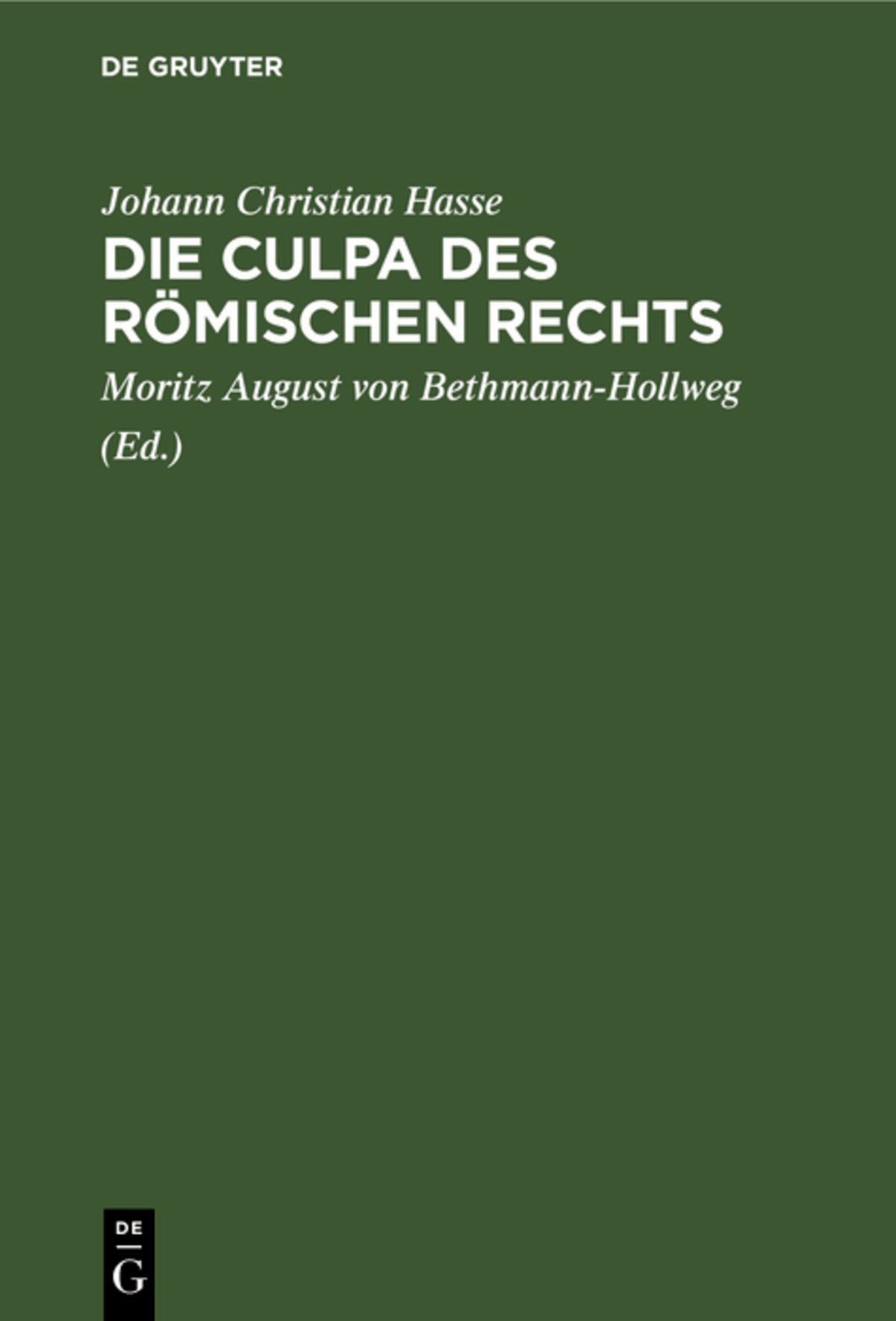 Cover image for Die Culpa des Römischen Rechts ISBN 9783112463154