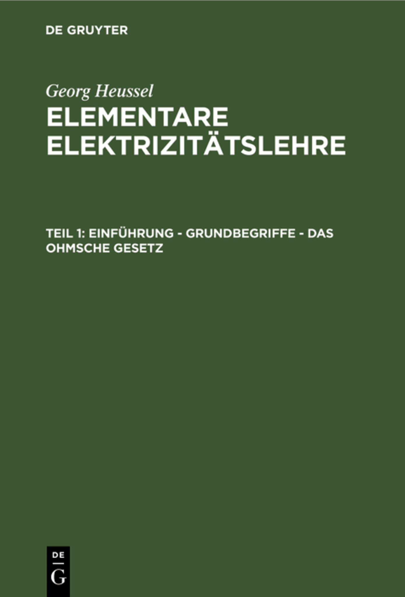 Cover image for Einführung - Grundbegriffe - Das Ohmsche Gesetz ISBN 9783486775334