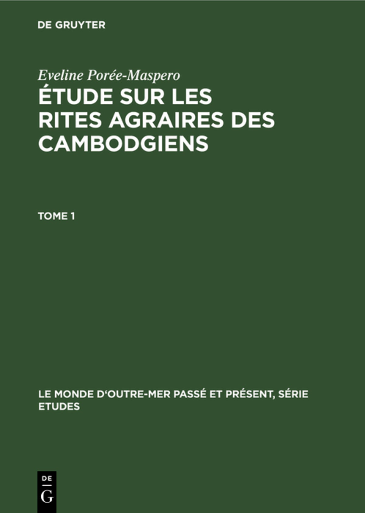 Cover image for Étude sur les rites agraires des Cambodgiens ISBN 9783111167091