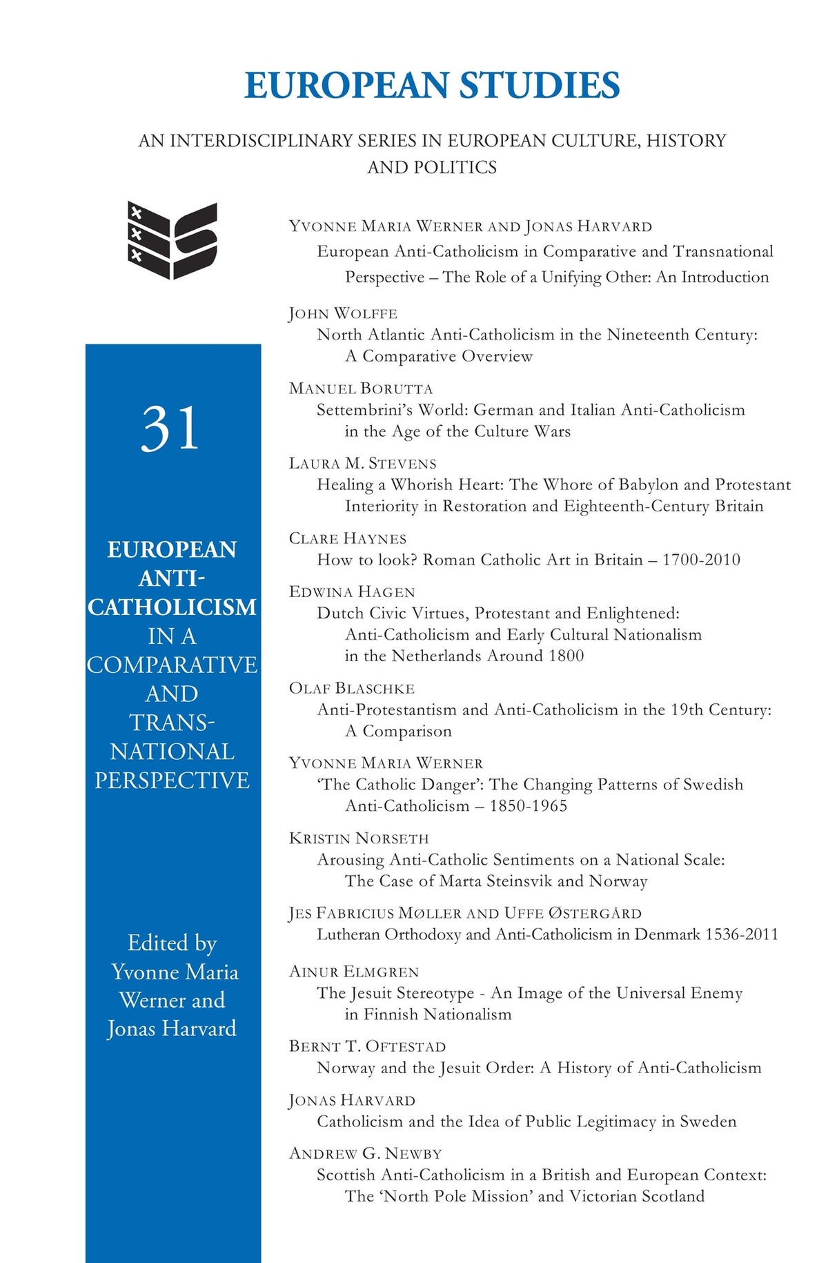 Cover image for European Anti-Catholicism in a Comparative and Transnational Perspective ISBN 9789042037076