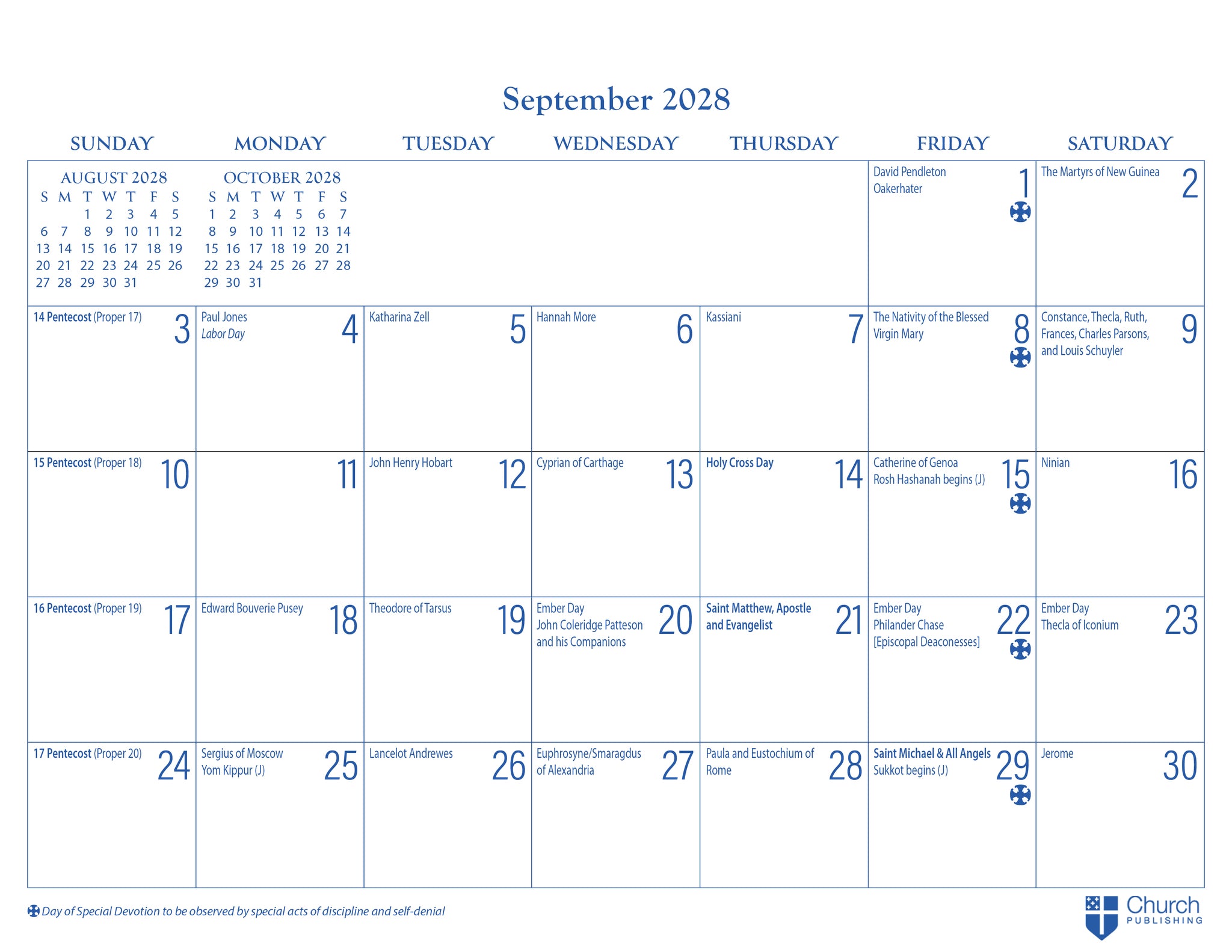 2028 Parish Wall Calendar