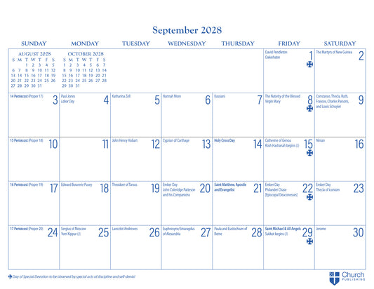 2028 Parish Wall Calendar