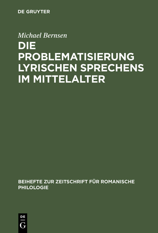 Die Problematisierung lyrischen Sprechens im Mittelalter