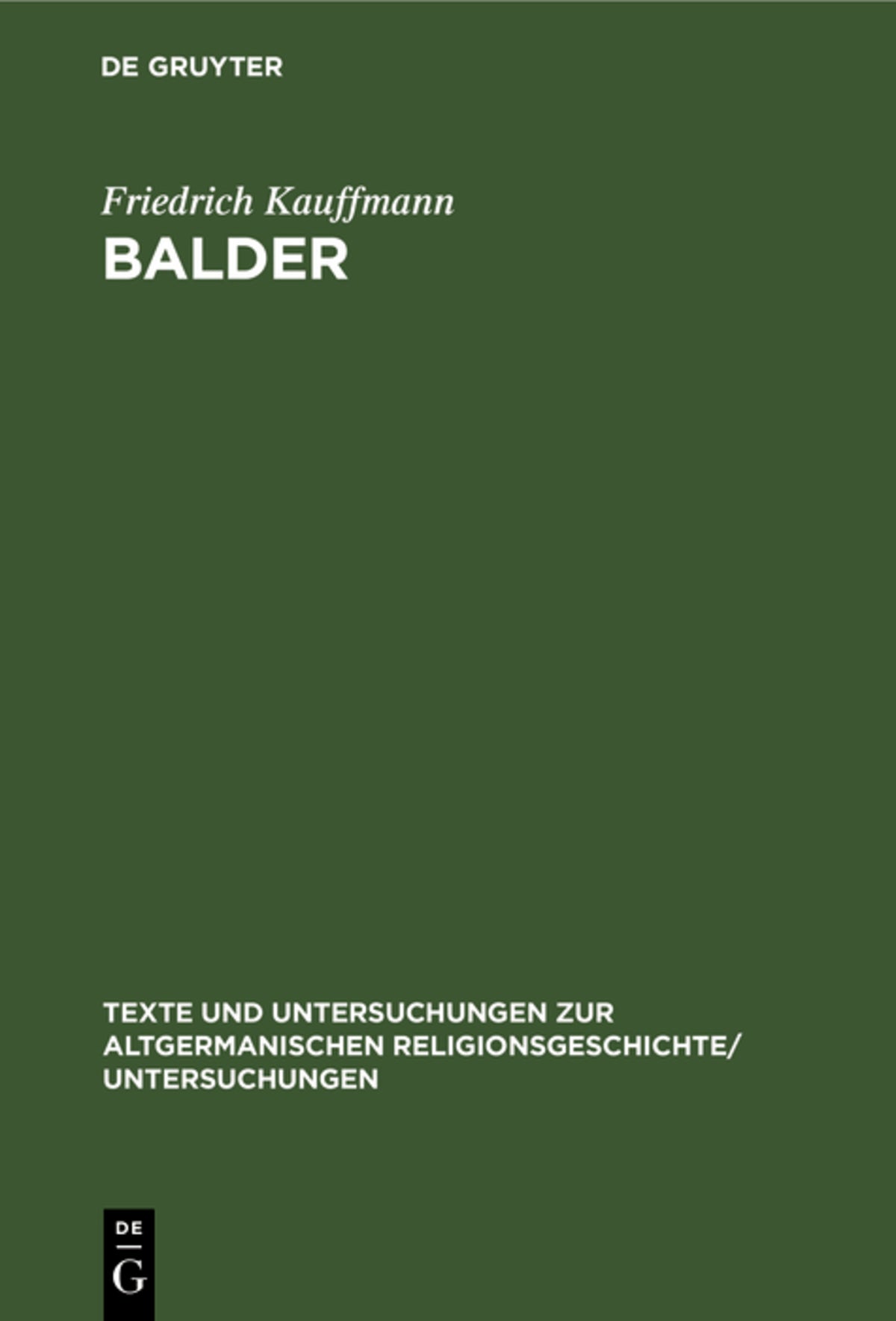 Cover image for Balder ISBN 9783111024431